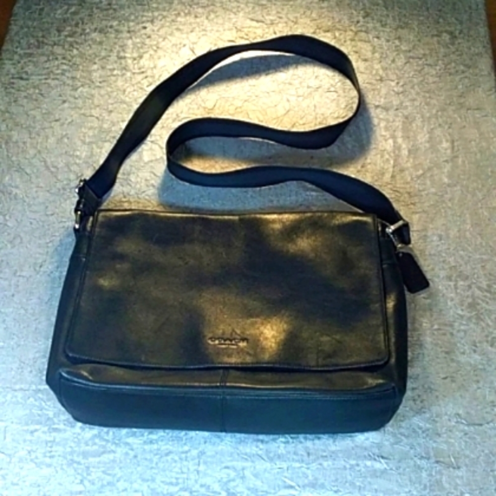 Coach Black Leather Shoulder Bag/Computer Bag